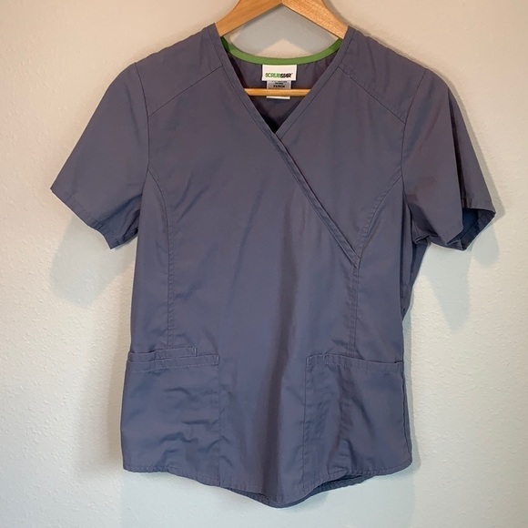 ScrubStar Gray V-neck Scrub Top Size XS - Picture 1 of 5